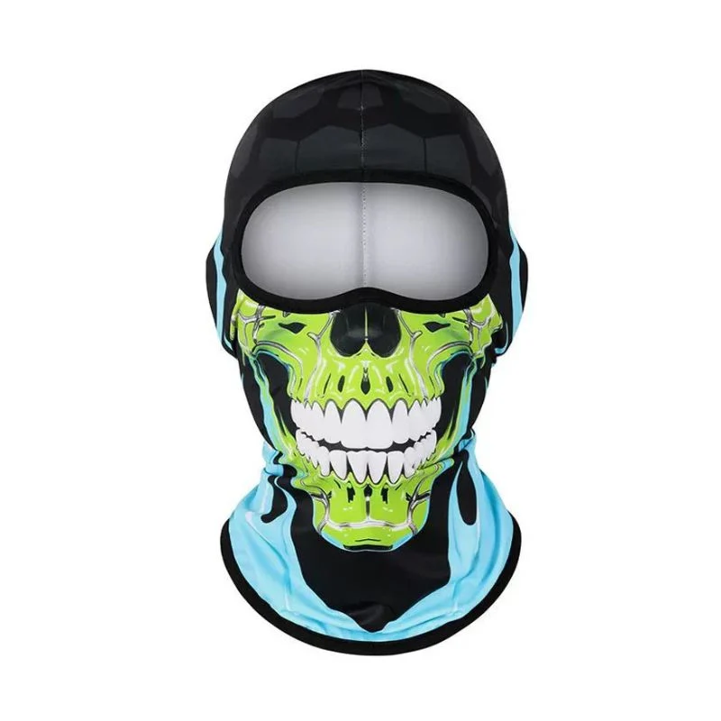 Cagoule moto - Tête de mort verte