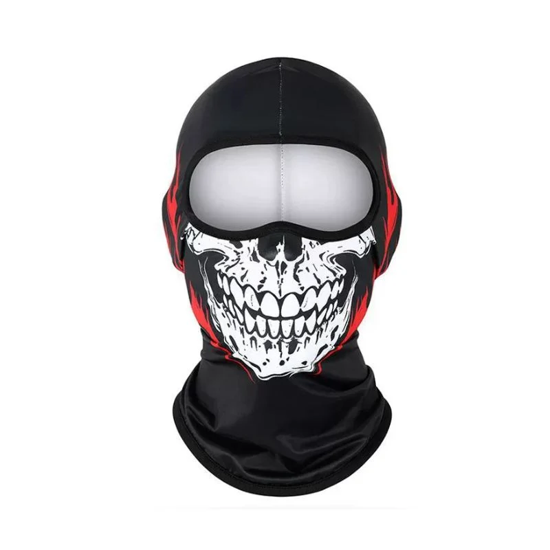 Cagoule moto - Tête de mort blanche rouge