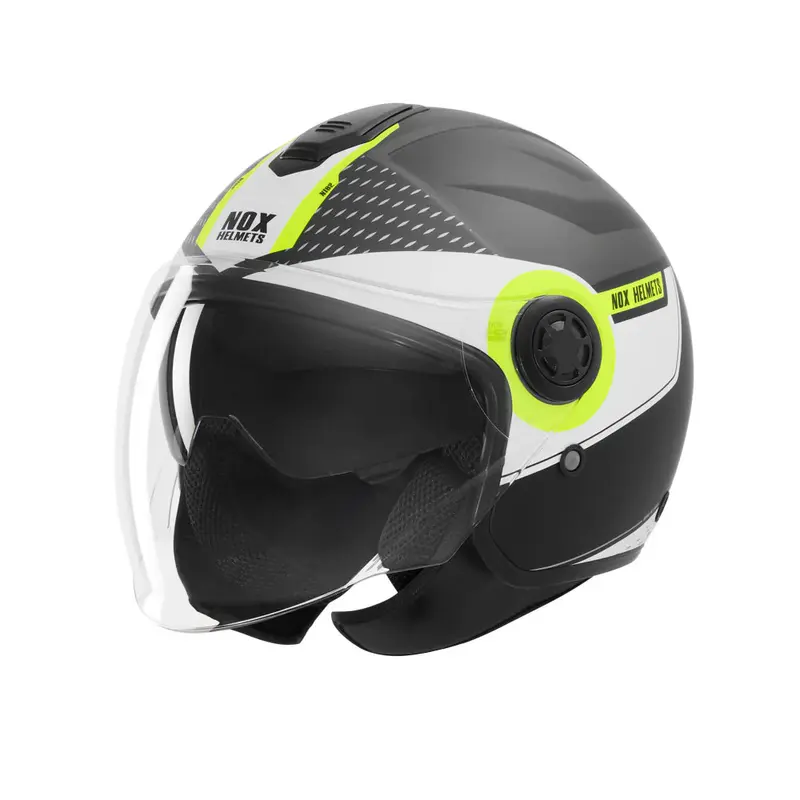 Casque jet - N182 Round noir mat jaune