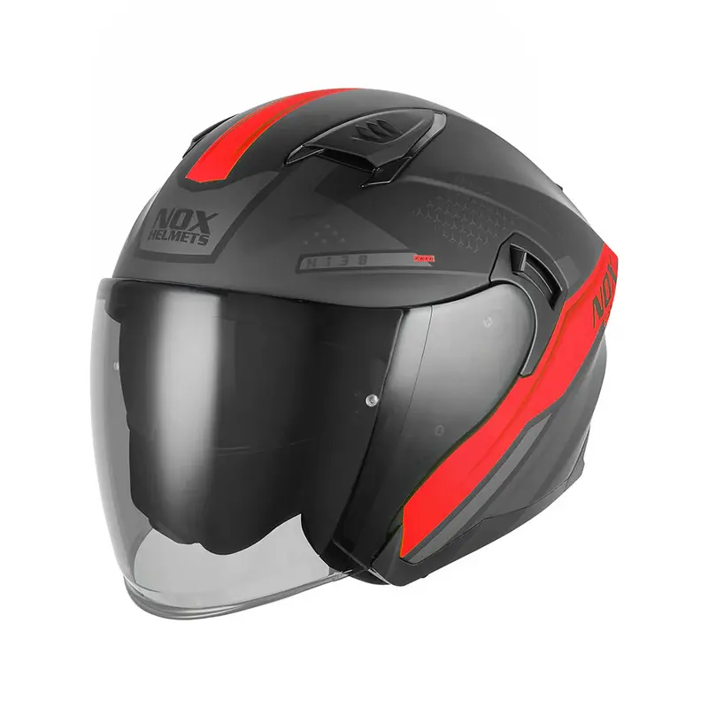 Casque jet - N130 Ekto noir mat rouge