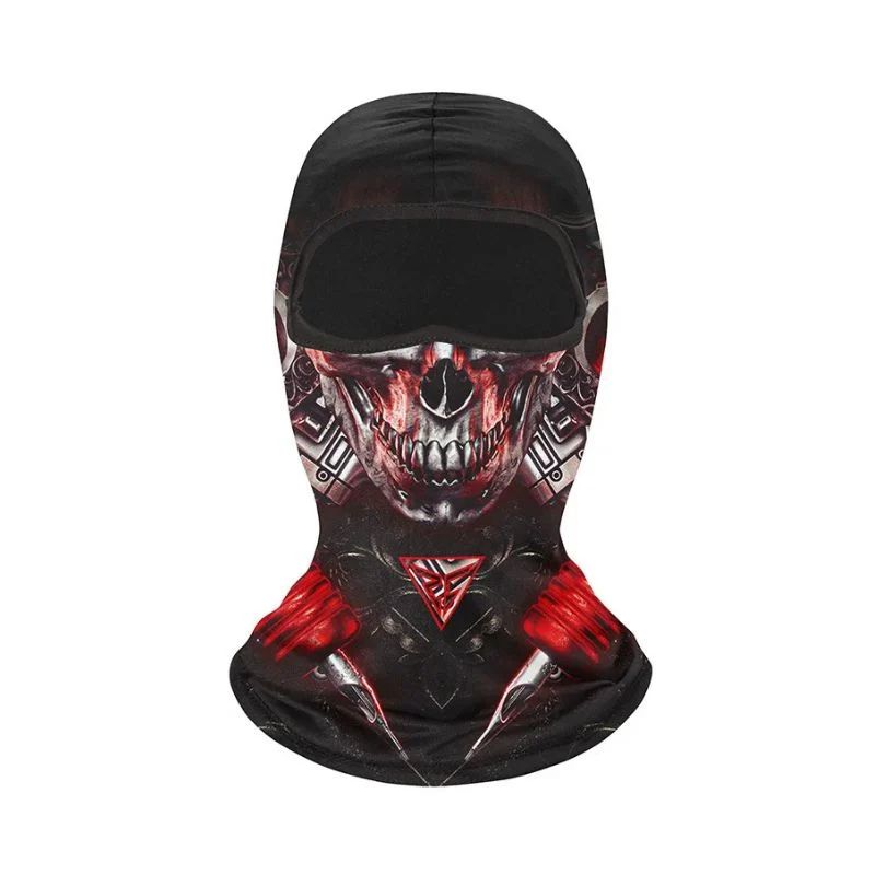 Cagoule moto - Tête de mort rouge