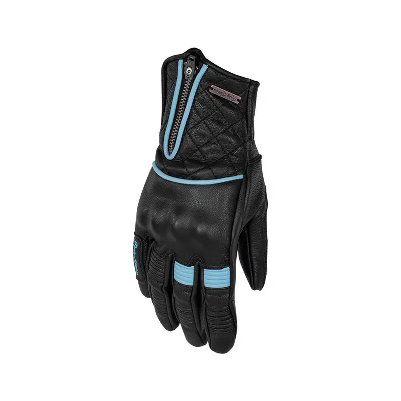 Gants moto été femme - Lilly noir et bleu