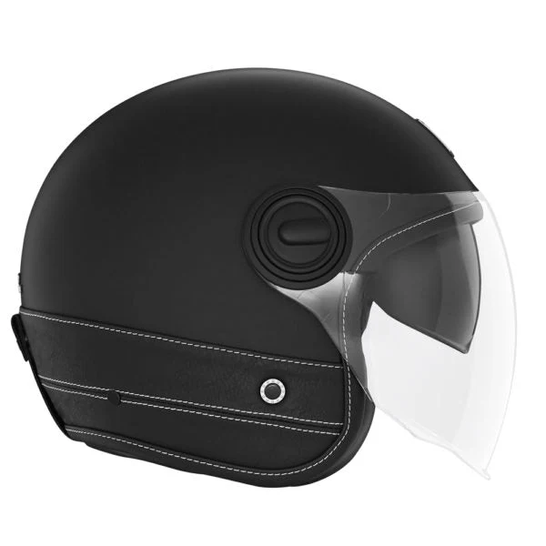 Casque Moto Jet Harley cuir et Noir | Heritage 22.06