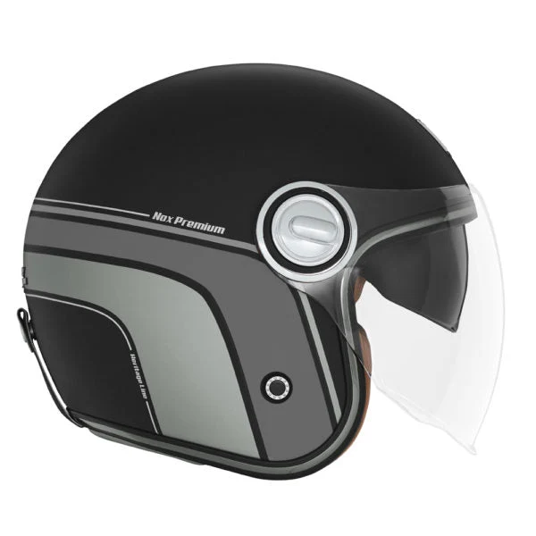 Casque Moto Heritage Line Noir Mat Titanium | NOX
