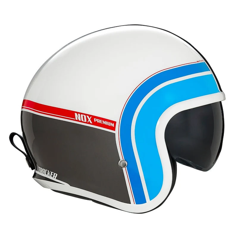 Casque Moto Jet Next Traker Blanc Bleu Rouge | NOX