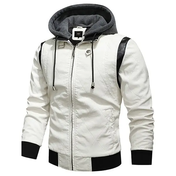 Veste en cuir blanc homme