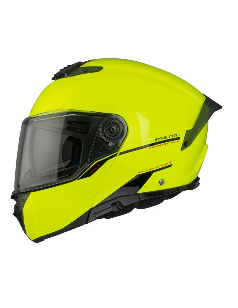 MT ATOM 2 SV SOLID MODULAR CASCO DE MOTO A3 AMARILLO FLUOR BRILLO