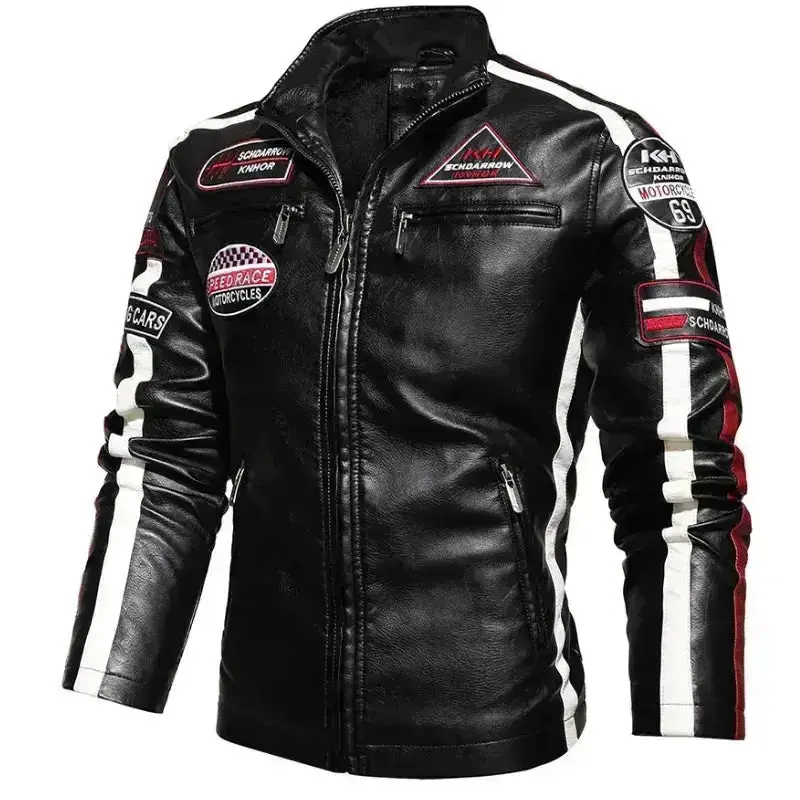 Veste cuir biker vintage - Speed RACE Noir