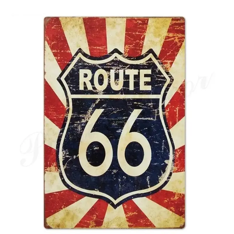 Plaque métallique décorative ROUTE66