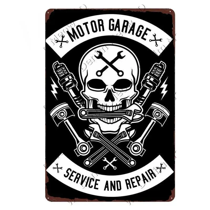 Plaque décorative métalique Moto Garage