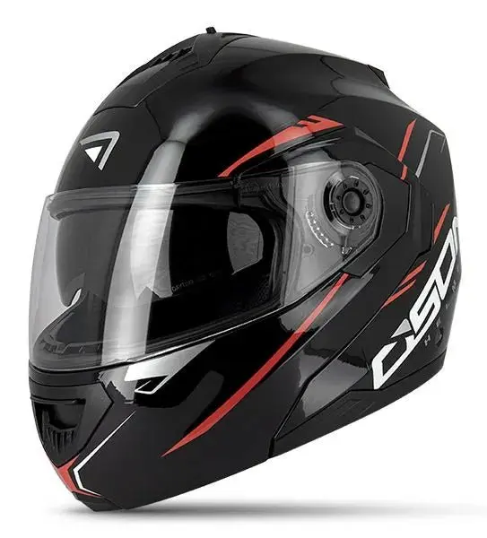 Casque moto modulable - Noir/ rouge S520