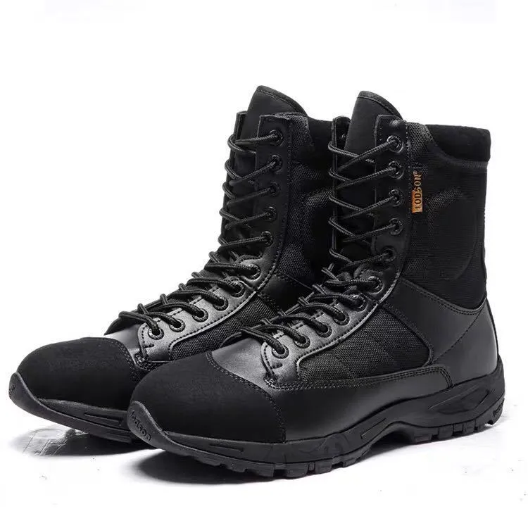 Bottes Motard Style Gendarmerie – Cuir & Tissu Respirant | 38 au 46