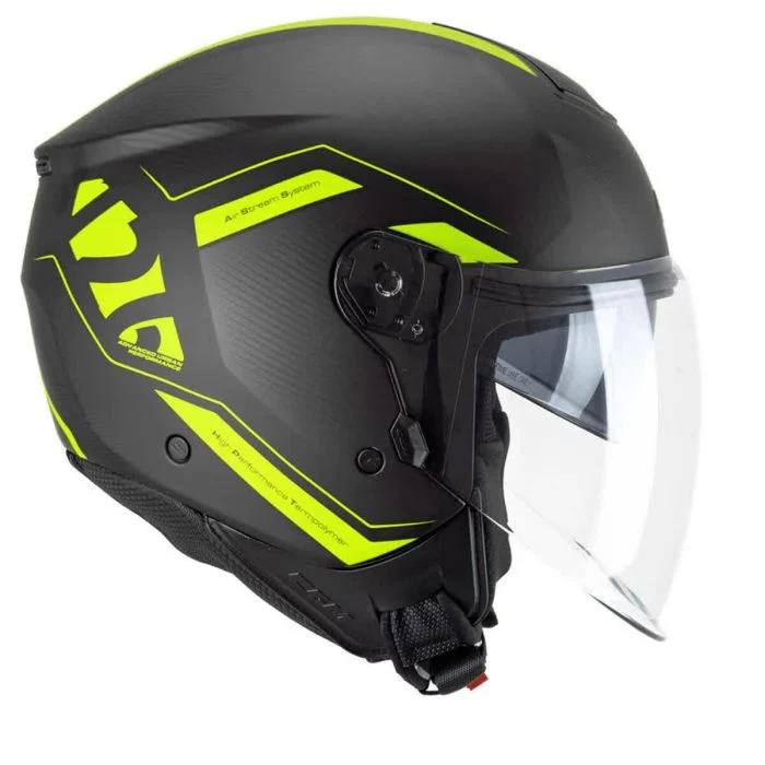 CGM 126G IPER CITY Casco Jet De Moto Negro Amarillo Flouro