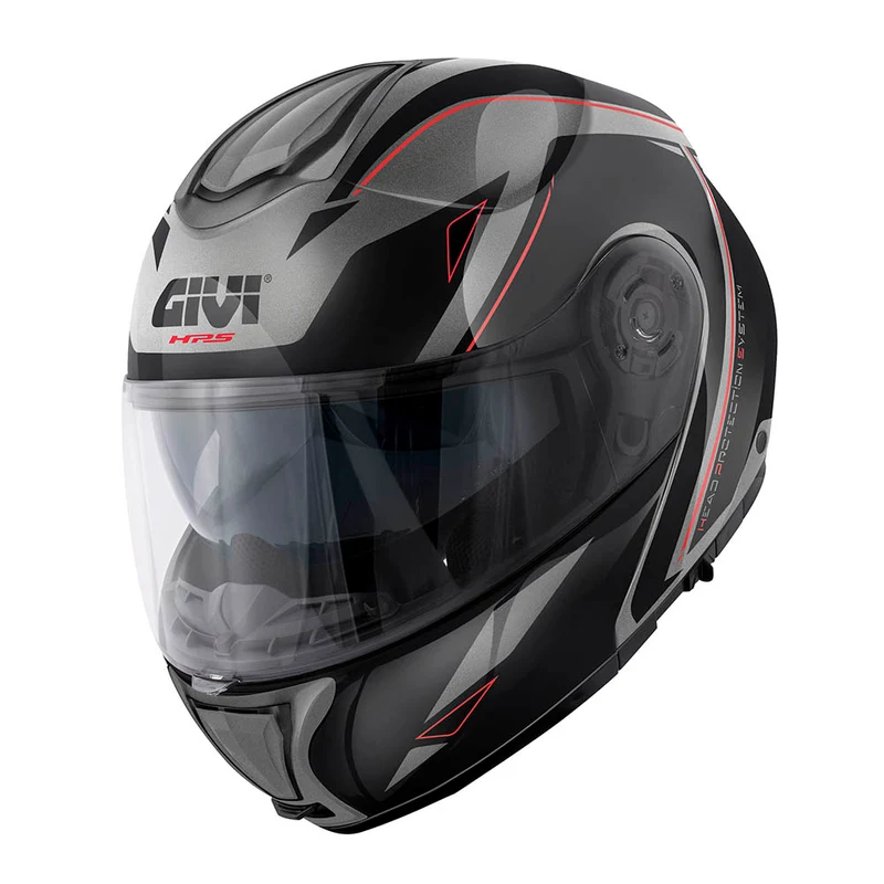 GIVI CASCO MODULAR X26 SQUARE TITANIO MATE NEGRO ROJO