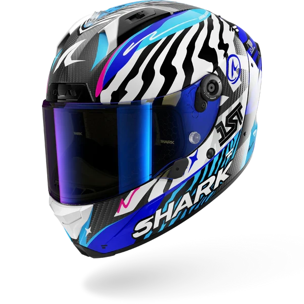 SHARK AERON SPEED-FANCY Carbon Blanco Azul Casco De Moto