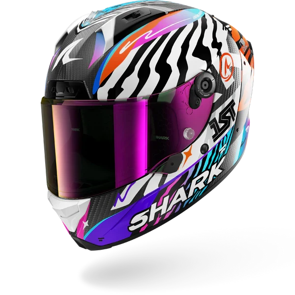 SHARK AERON SPEED-FANCY Carbon Blanco Naranja Casco De Moto