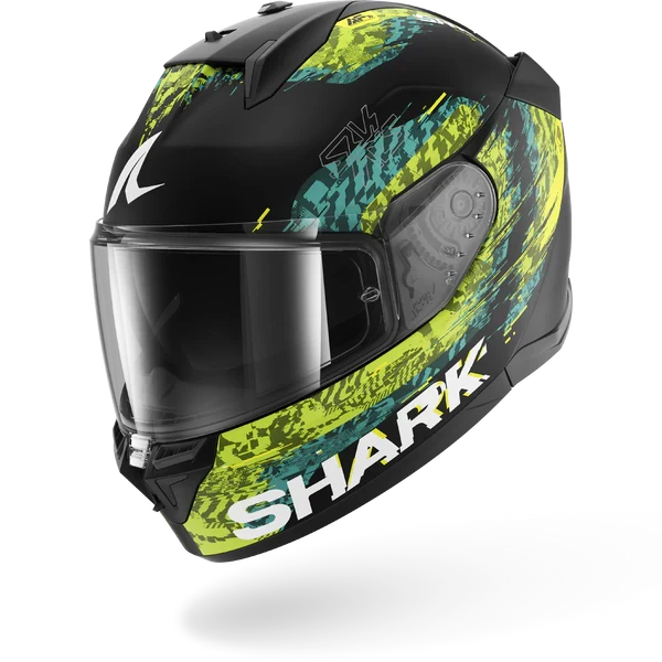 SHARK D-SKWAL 3 SPEED-VIB Mat NEGRO Green Azul Casco De Moto