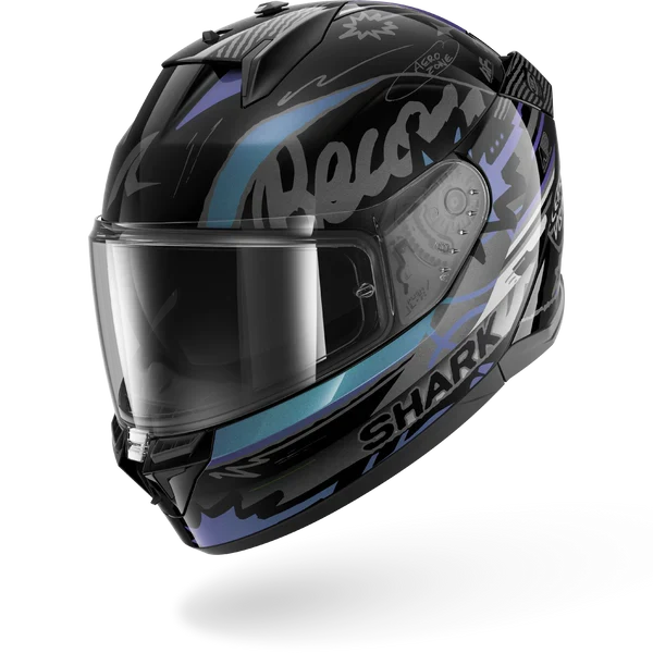 SHARK D-SKWAL 3 STREETRUSH NEGRO Green Chrome Casco De Moto