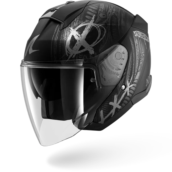 SHARK SKWAL JET SHIEVER Mat NEGRO Anthra Plata Casco De Moto