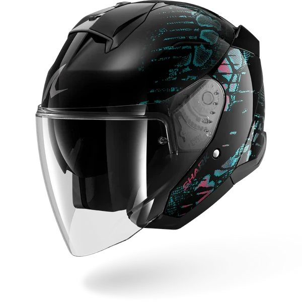 SHARK SKWAL JET REPTAIA NEGRO Violeta Glitter Casco De Moto