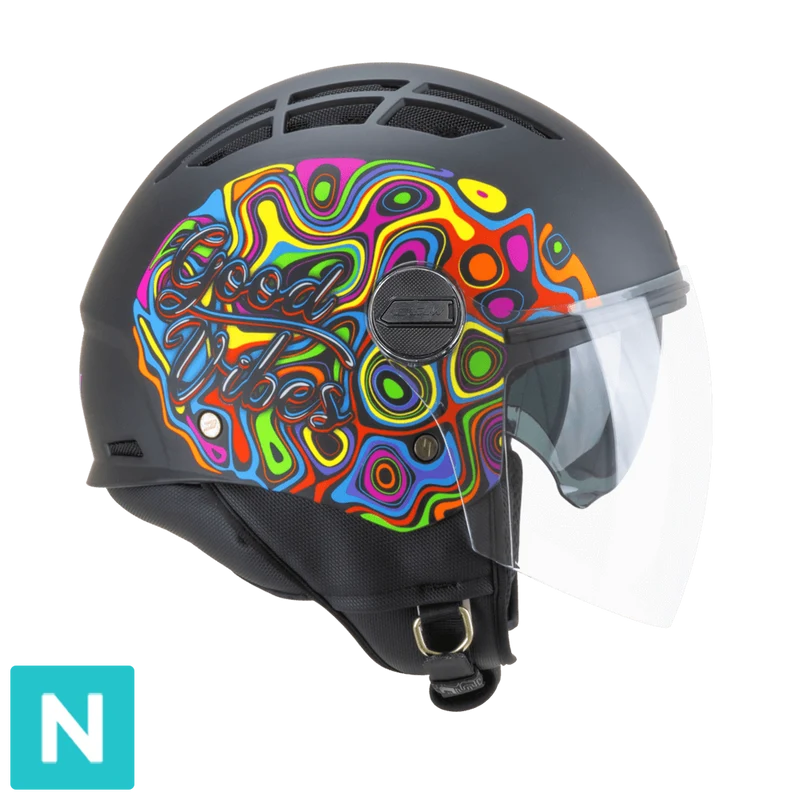 CGM 116X AIR CITY CASCO JET DE MOTO NEGRO AZUL VERDE