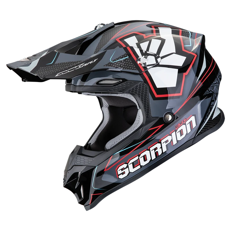 SCORPION VX-16 EVO AIR LIGNES CASCO DE MOTO Negro Gris Rojo