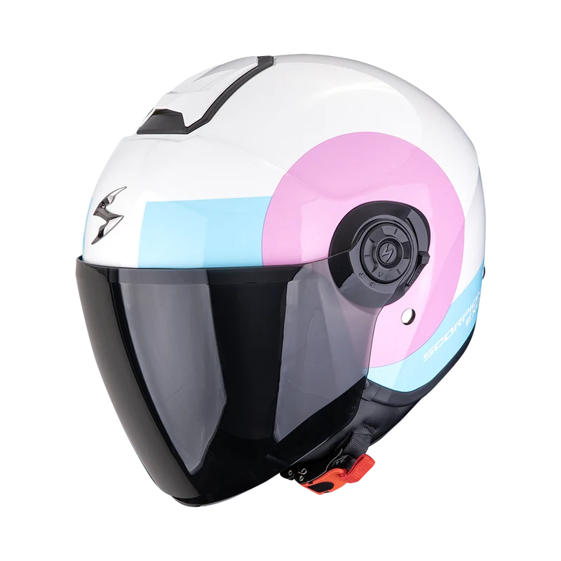 SCORPION EXO-CITY II SHEER CASCO JET DE MOTO Blanco Rosa Azul Claro