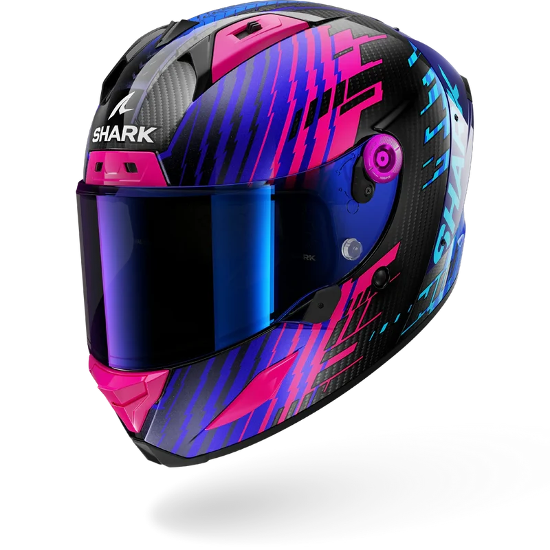 SHARK Aeron Edgy Carbon Casco De Moto Cromo Azul