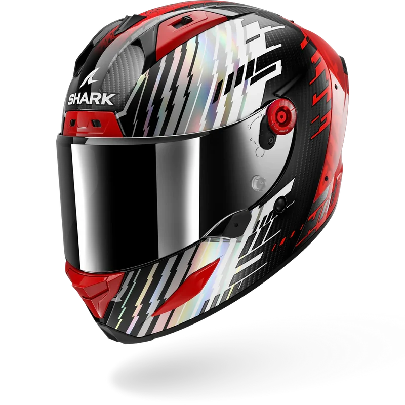 SHARK Aeron Edgy Carbon Casco De Moto Cromo Rojo