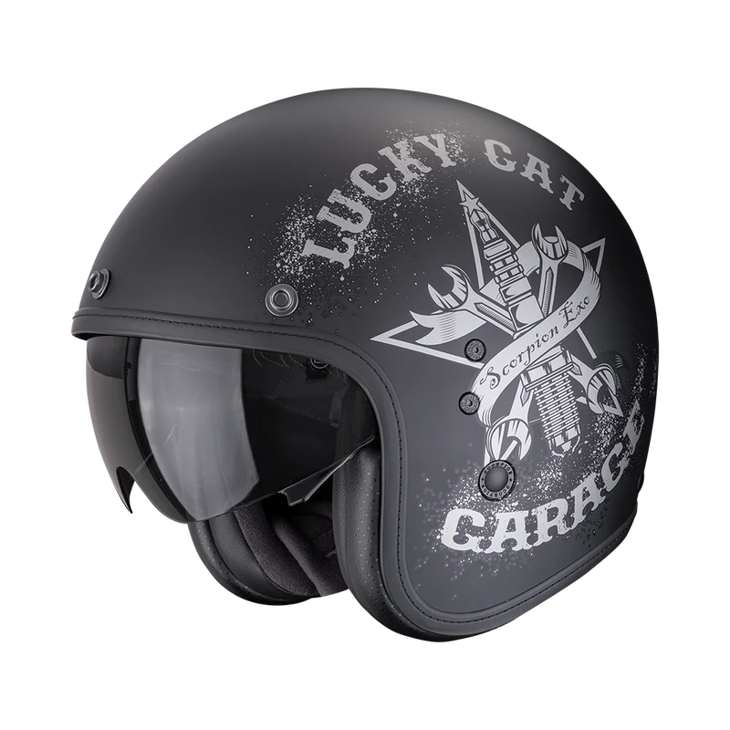 SCORPION BELFAST EVO HANGAR CASCO DE MOTO Negro-Plata Mate
