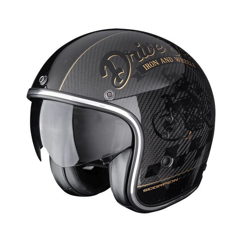 SCORPION BELFAST EVO CARBON ZIPPY CASCO DE MOTO Negro-Oro