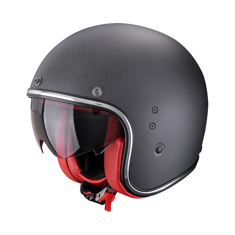 SCORPION BELFAST EVO CARBON SOLID CASCO DE MOTO Negro mate-Rojo