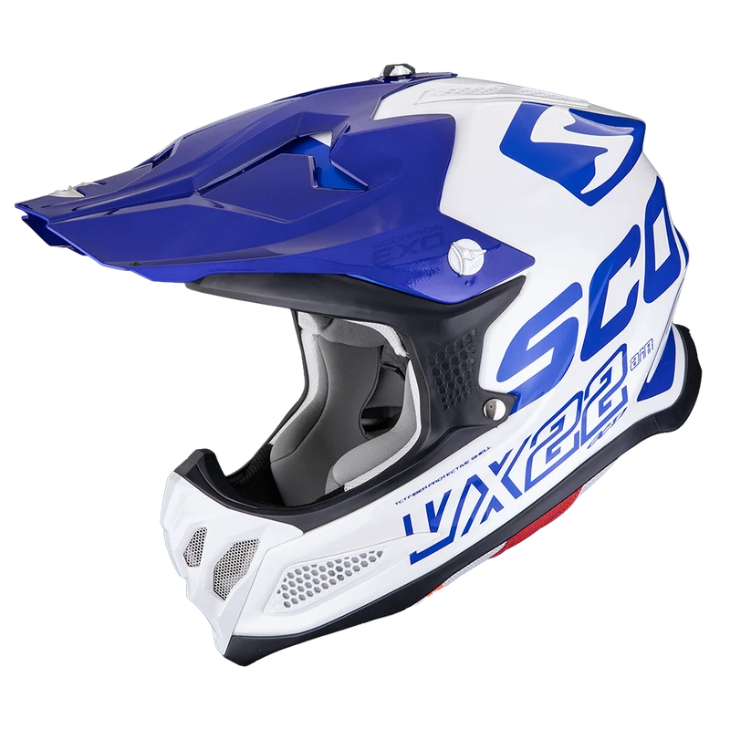 SCORPION VX-22 AIR UPDOWN CASCO DE MOTO Blanco-Azul-Azul