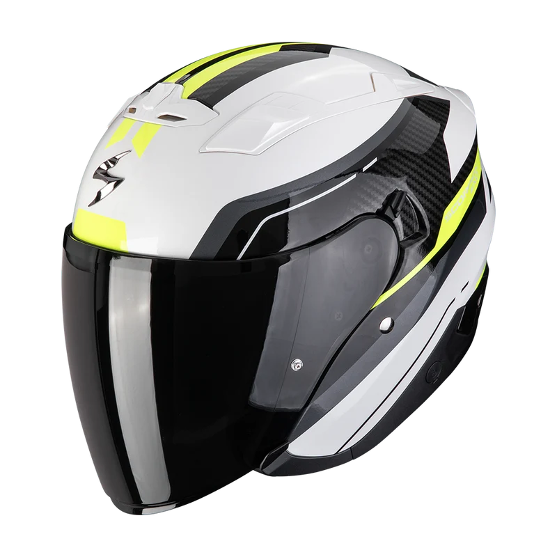 SCORPION EXO-230 HIPE CASCO DE MOTO Blanco-Negro-Amarillo Neon