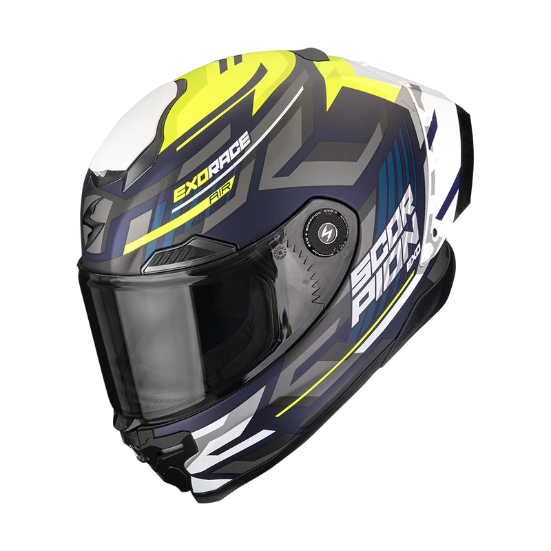 SCORPION EXO-RACE AIR KOBRA CASCO DE MOTO Azul-Amarillo Neon Mate