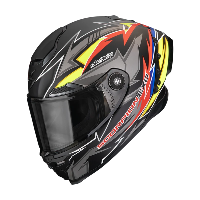 SCORPION EXO-RACE AIR MOVE ON CASCO DE MOTO Negro-Rojo-Amarillo Mate
