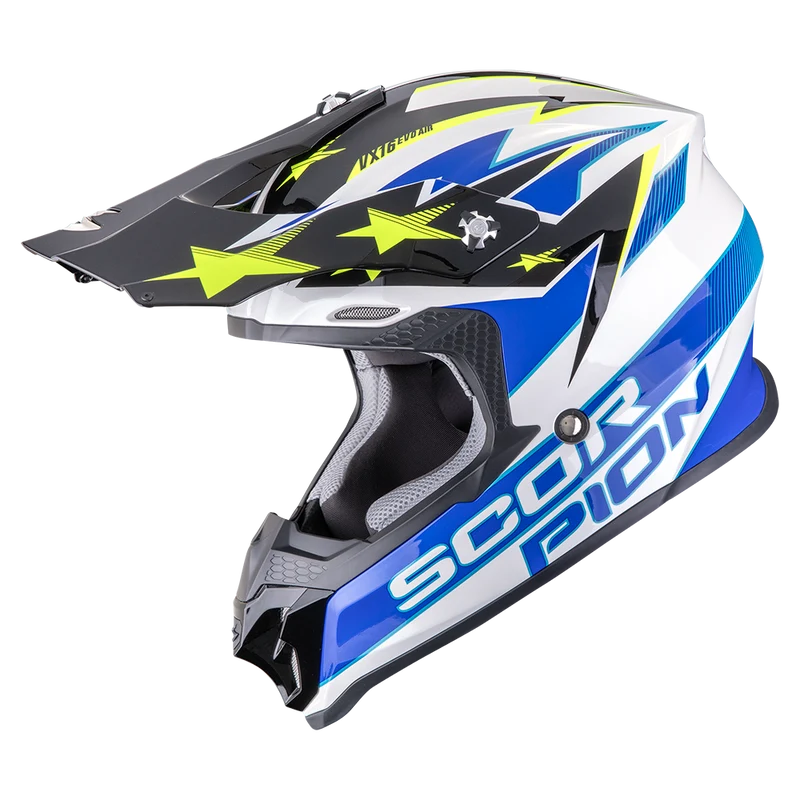 SCORPION VX-16 EVO AIR PATRIOT CASCO DE MOTO Blanco-Azul-Amarillo