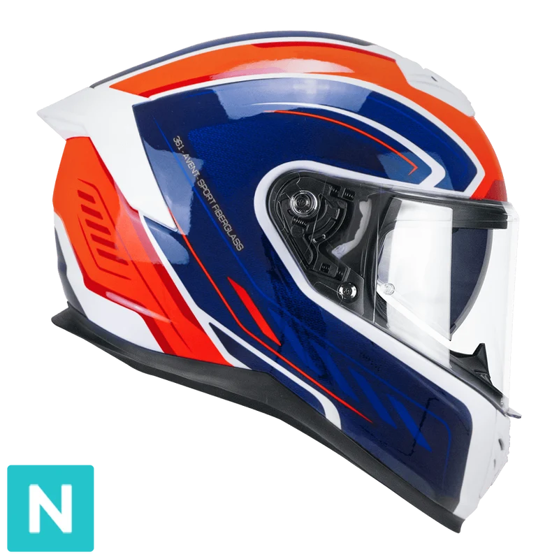 CGM 361S AVENT FIBRA RACE CASCO INTEGRAL BLANCO AZUL FLOU ROJO