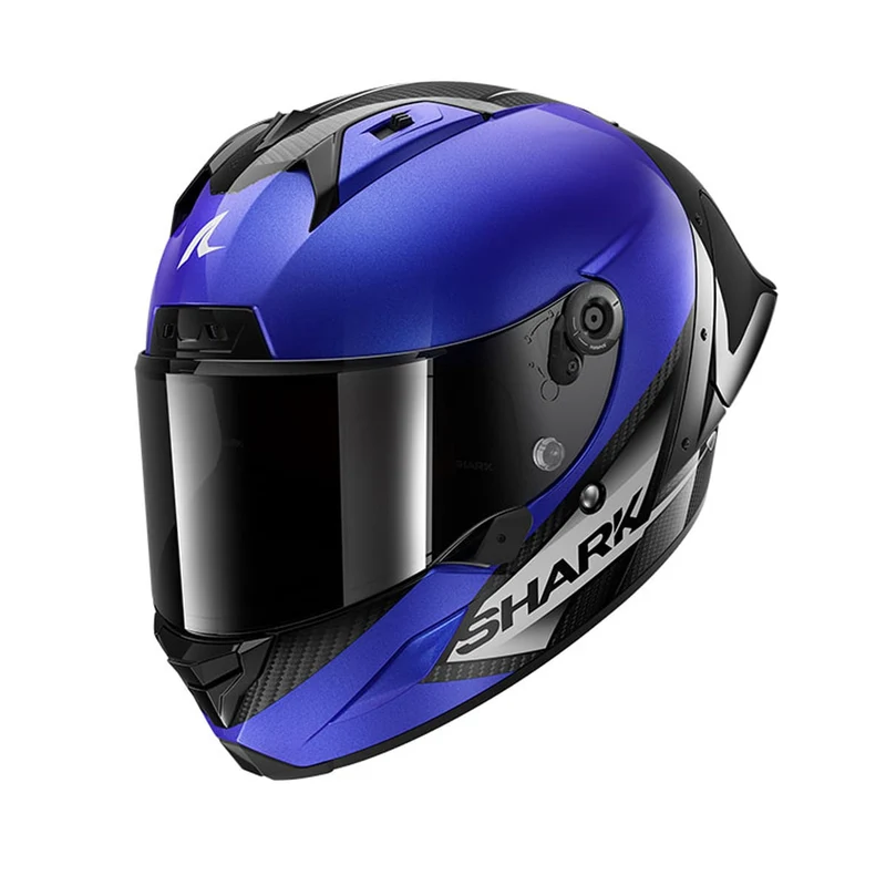 SHARK AERON GP BLANK DE CARBONO CASCO DE CARRERAS DE MOTO AZUL ANTRACITA