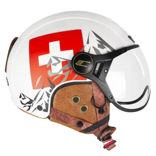 CGM 801C JET EBI SVIZZERA Abierto Casco Blanco Rojo Opaco