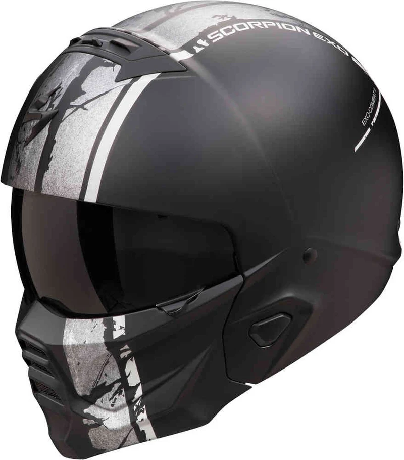SCORPION EXO-Combat II Lord Casco Jet Abierto Negro Mate Plata