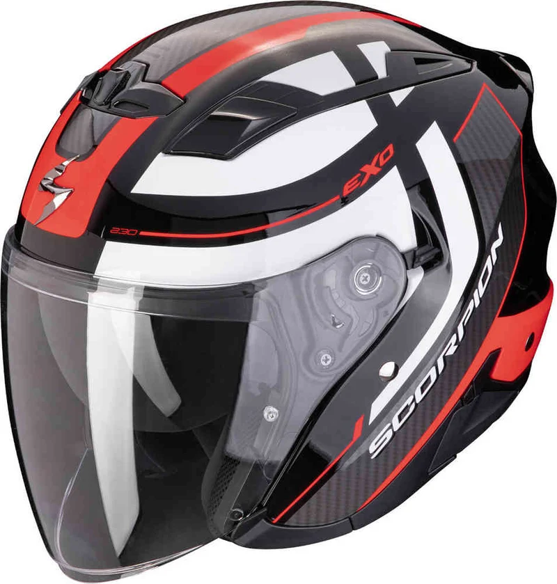 SCORPION EXO 230 PUL Abierto Casco Negro Rojo