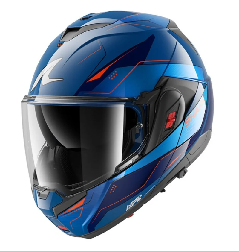 SHARK OXO MEKARIUM Azul Chromo Naranja Casco De Moto