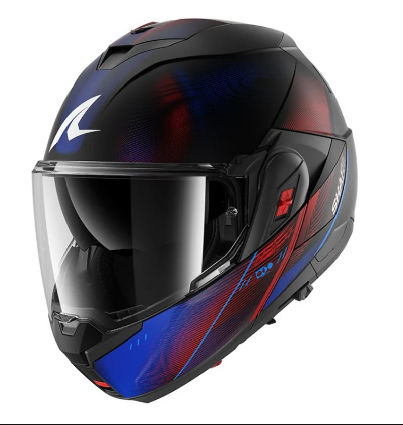 SHARK OXO SPEED-TECH Mat NEGRO Azul Rojo Casco De Moto