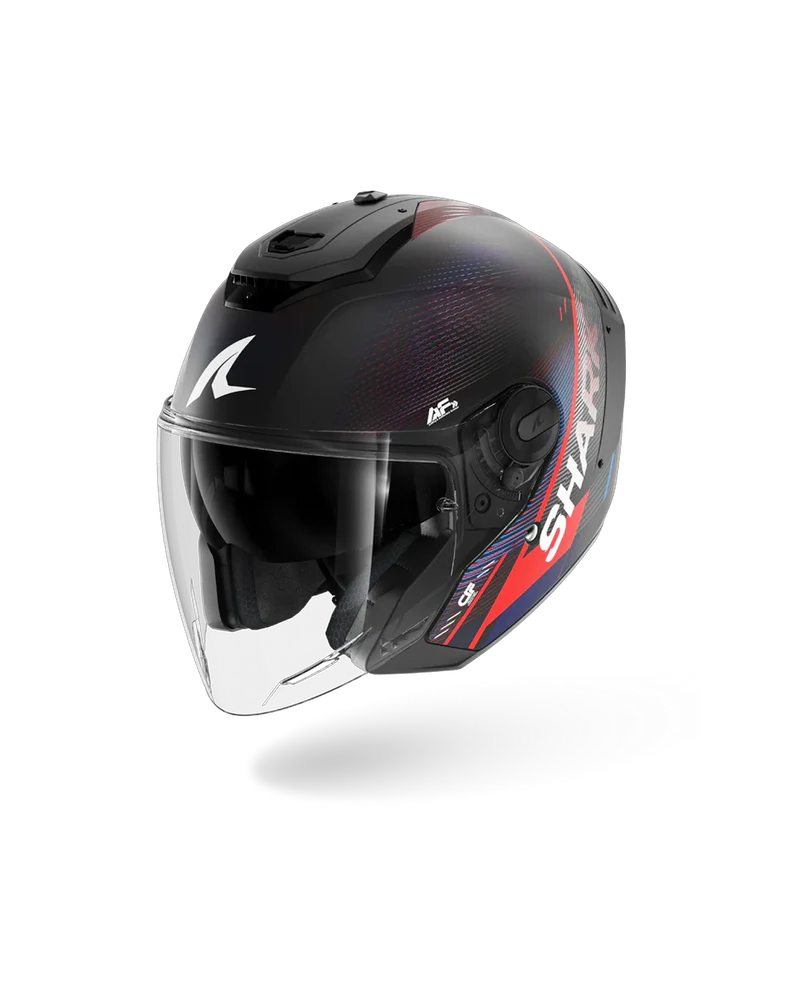 SHARK RS JET CARBON SPEED-TECH Mat Carbon Azul Rojo Casco De Moto