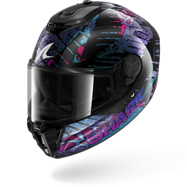 SHARK SPARTAN RS REPTAIA NEGRO Azul Glitter Casco De Moto