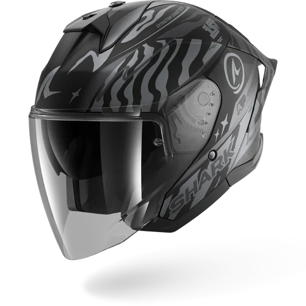 SHARK SKWAL JET CUP SPEED-FANCY Mat NEGRO Anthra Plata Casco De Moto