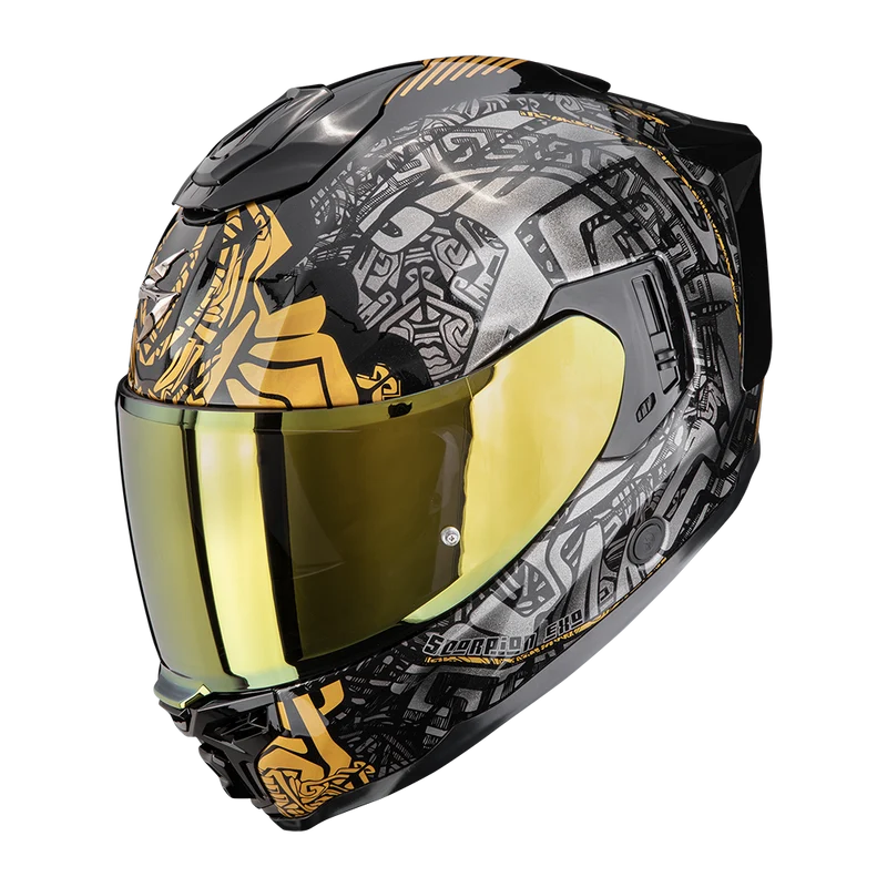 SCORPION EXO-1500 AIR APUS CASCO DE MOTO Negro-Gris-Dorado