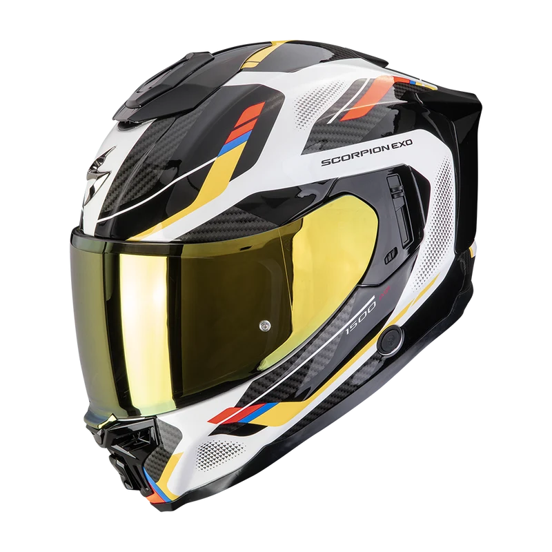 SCORPION EXO-1500 AIR SLEEK CASCO DE MOTO Blanco-Azul-Amarillo