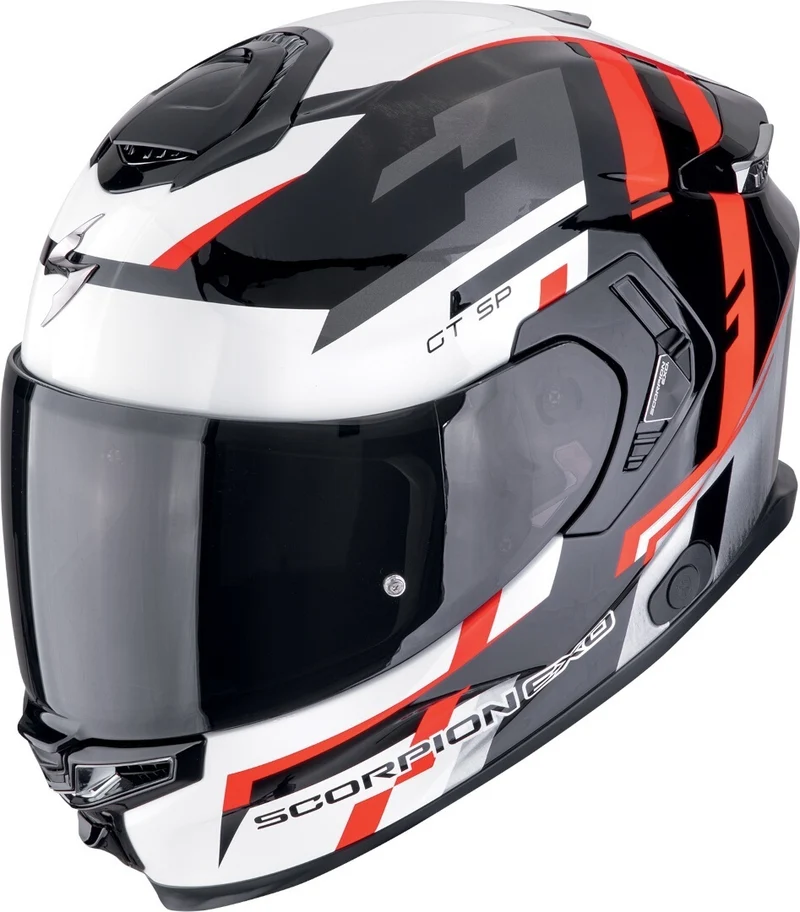 SCORPION CASCOS INTEGRALES EXO-GT SP AIR TORNADO BLANCO NEGRO ROJO